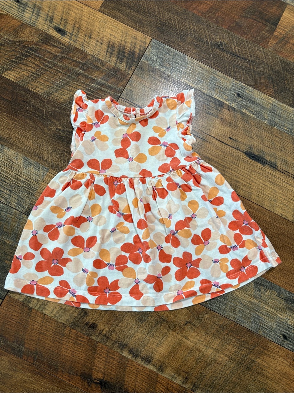 Carter's White Dress with Orange and Peach Floral Print